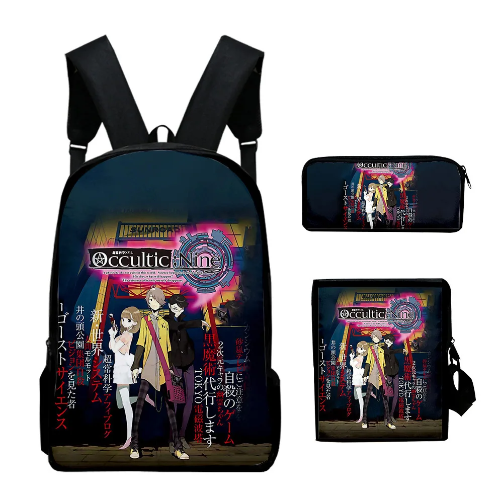 Classic Novelty occurultic nine 3D Print 3pcs/Set pupil School Bags Laptop Daypack Backpack Inclined shoulder bag Pencil Case