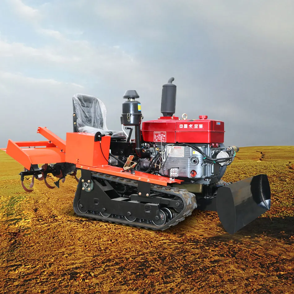 

Multi-purpose Mini rotary tiller power harvester trencher ditching machinery sub-soil earth-work rubber track customized