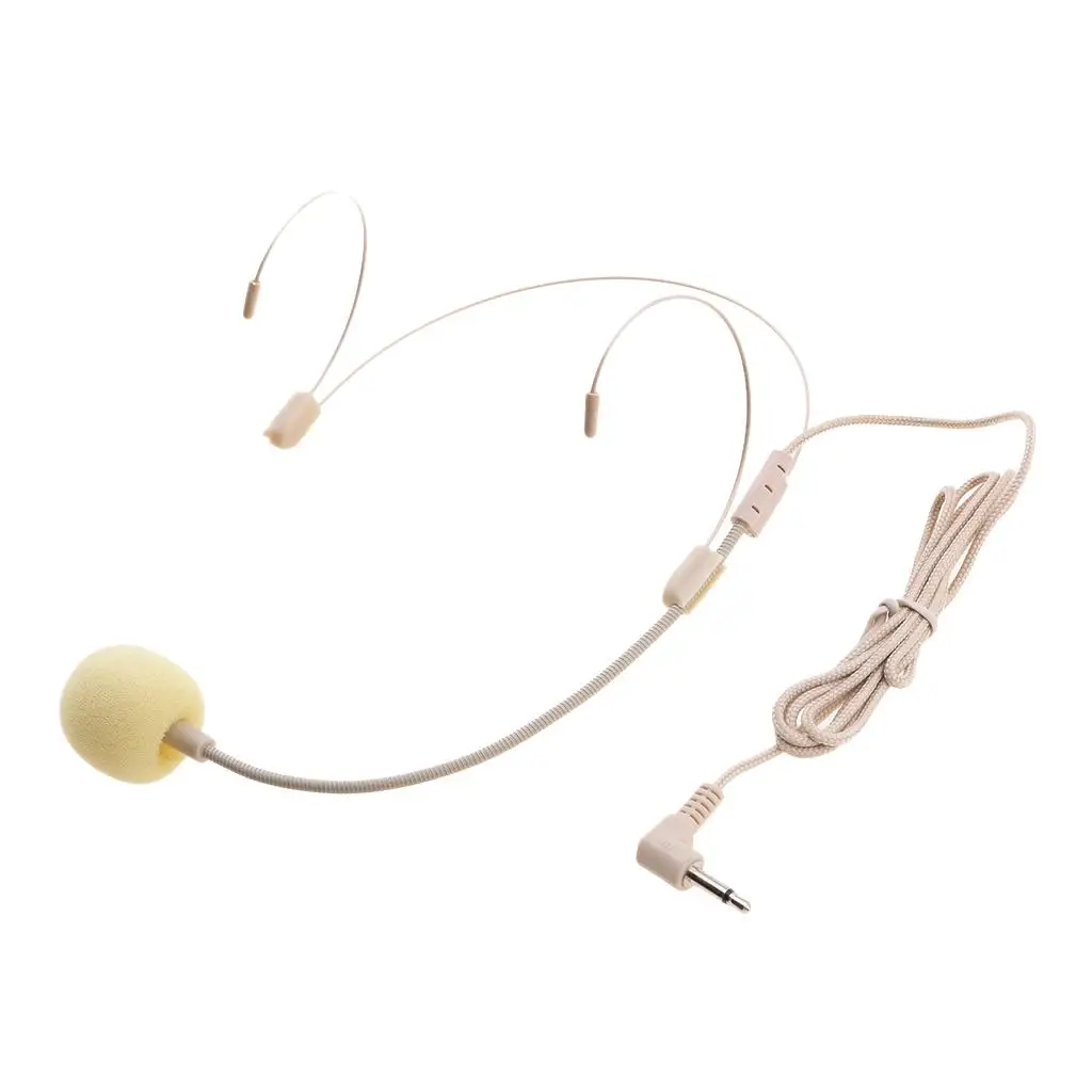3Pin XLR 4Pin XLR 3.5mm Mono Plug Telescopic Head-mounted Headset Megaphone Microphone MIC Beige