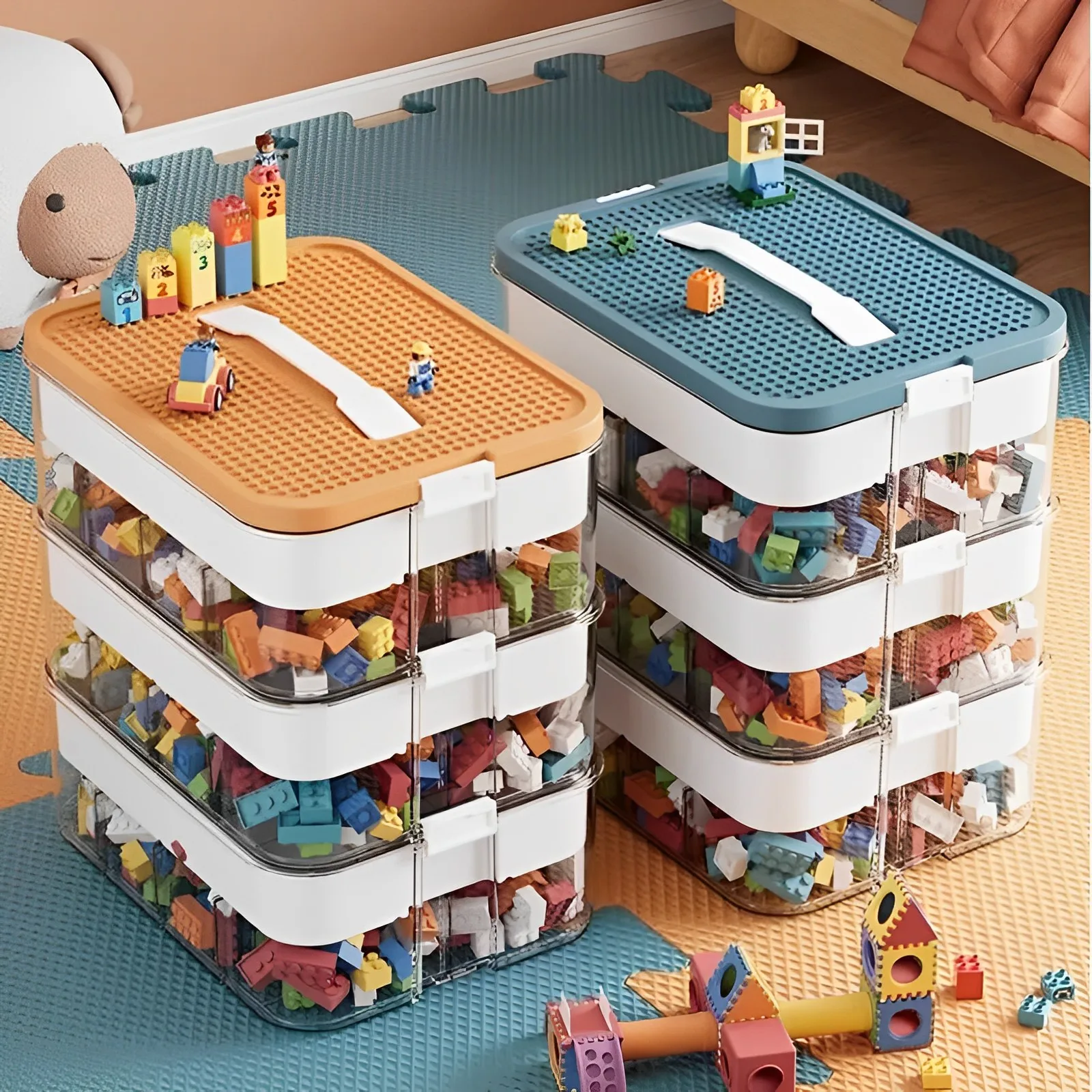 Boîte De Rangement De Blocs De Construction Pour Enfants, Organisateur De  Jouets Pour Lego, Conteneur Pliable Pour Blocs De Construction Et Articles  Divers - Boîtes De Rangement - AliExpress