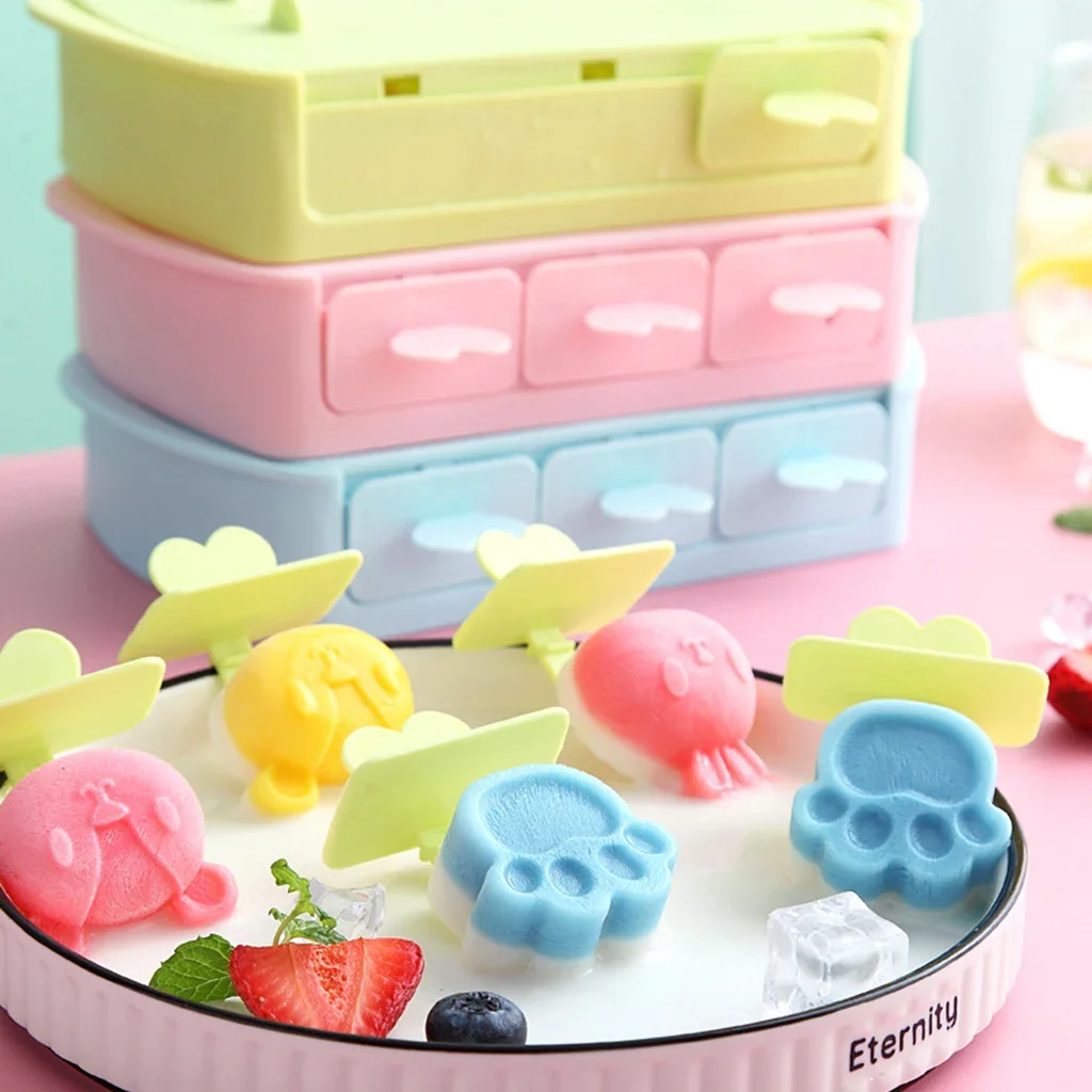 Cartoon Popsicle Mold Ice Cream Mold Ice Cube Maker Cube Tray Mould For Party Bar kitchen Pop Maker Mould Tray