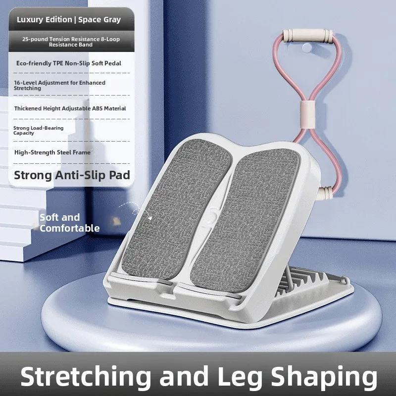 Soft rubber pedal - 16-level adjustment - space gray + pink figure-8 resistance band