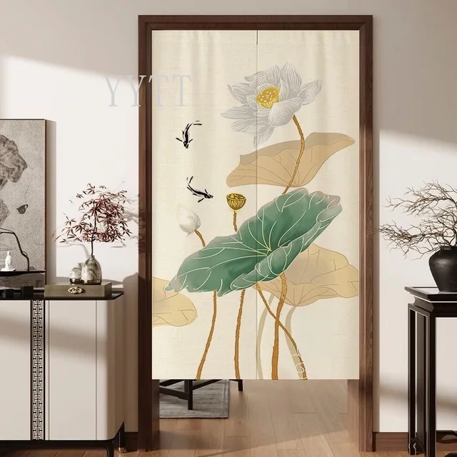 Demi-rideaux de style chinois pour la décoration intérieure, rideau de porte moderne, art de la porte d'entrée, motif de fleurs, cloison, Fengshui 1