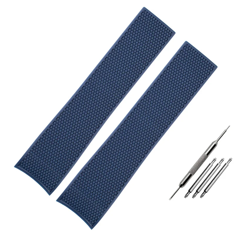 High Quality 21mm Silicone Rubber Watchband - Black, Blue, Green