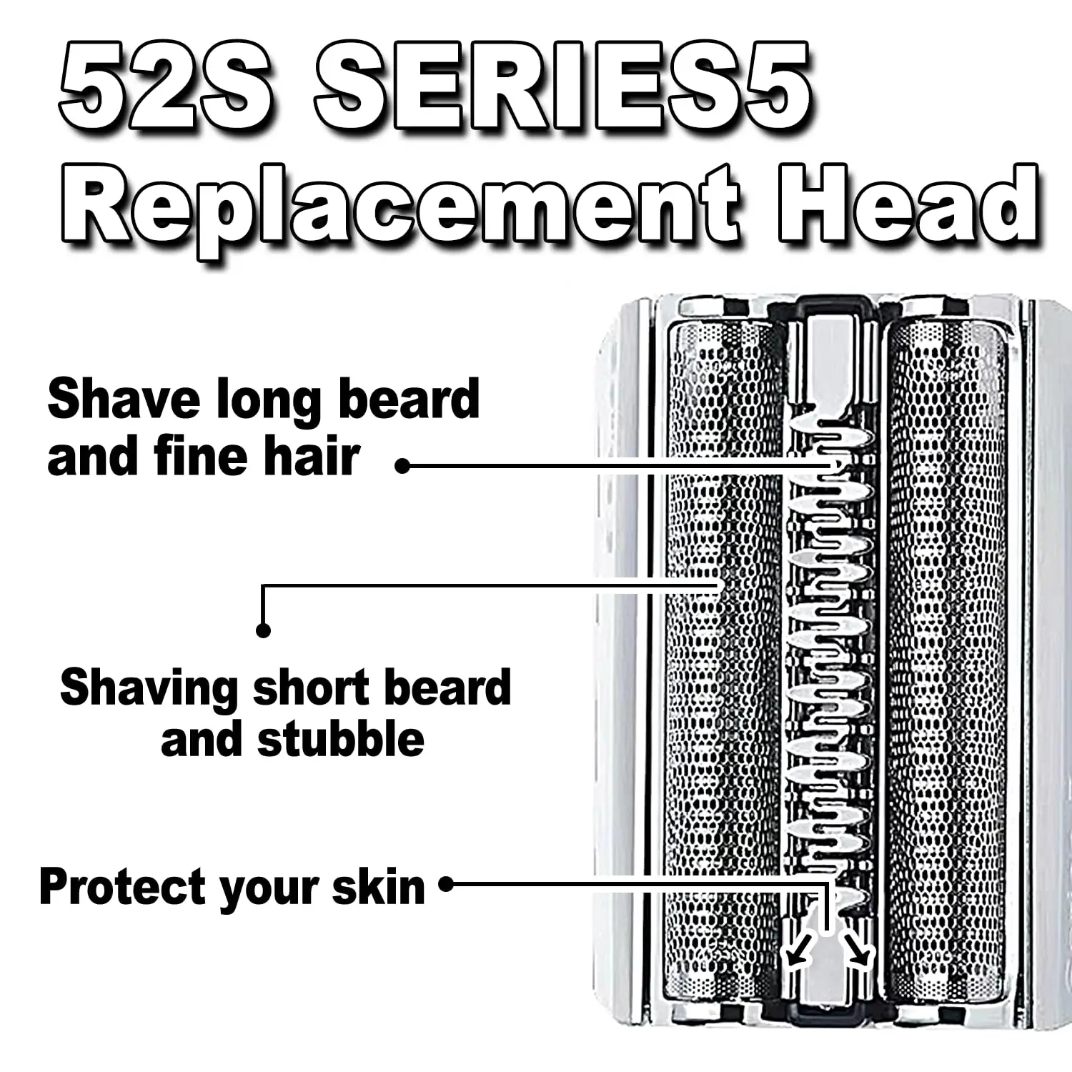 Electric Shaver Head electric shaver head electric shaver blades 52S Replacement Head Compatible with Braun Series 5 Electric Shaver Razor 5090/5190cc,5040/5140s,5030s,5147s,5145s,5195cc,5197cc
