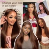 13X6 Chocolate Brown Lace Front Wigs 13X4 Bone Straight Human Hair 30 32 Inch Lace Frontal Colored Wig 100% Brazilian For Women 5