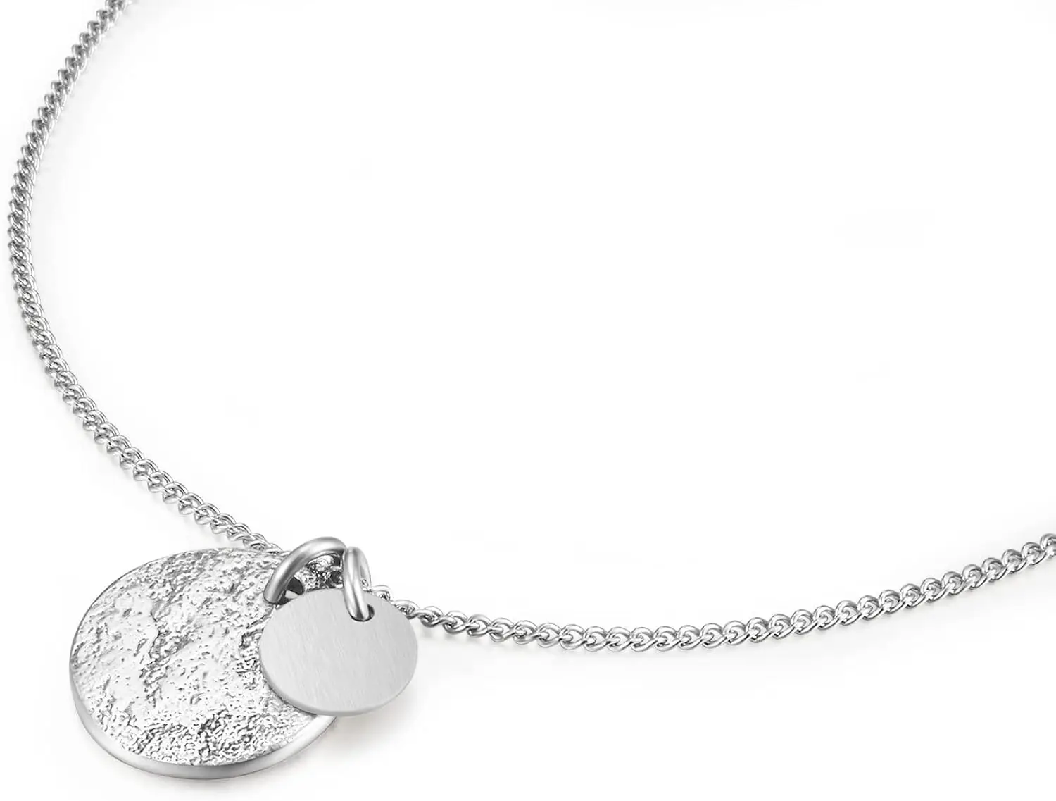 여성용 목걸이 스테인레스 스틸 둥근 표면 그레인 태그 코인 펜던트 니켈이없는 패션 섬세한 체인은 방수 가능-Freehip.co.kr