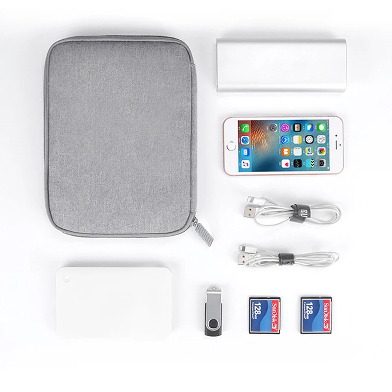 Gray Digital Storage Bag USB Data Cable Organizer Earphone Wire Bag Pen Power Bank Travel Kit Case Pouch Electronics Accessories cable organizer storage bag bag organizer pen pouch