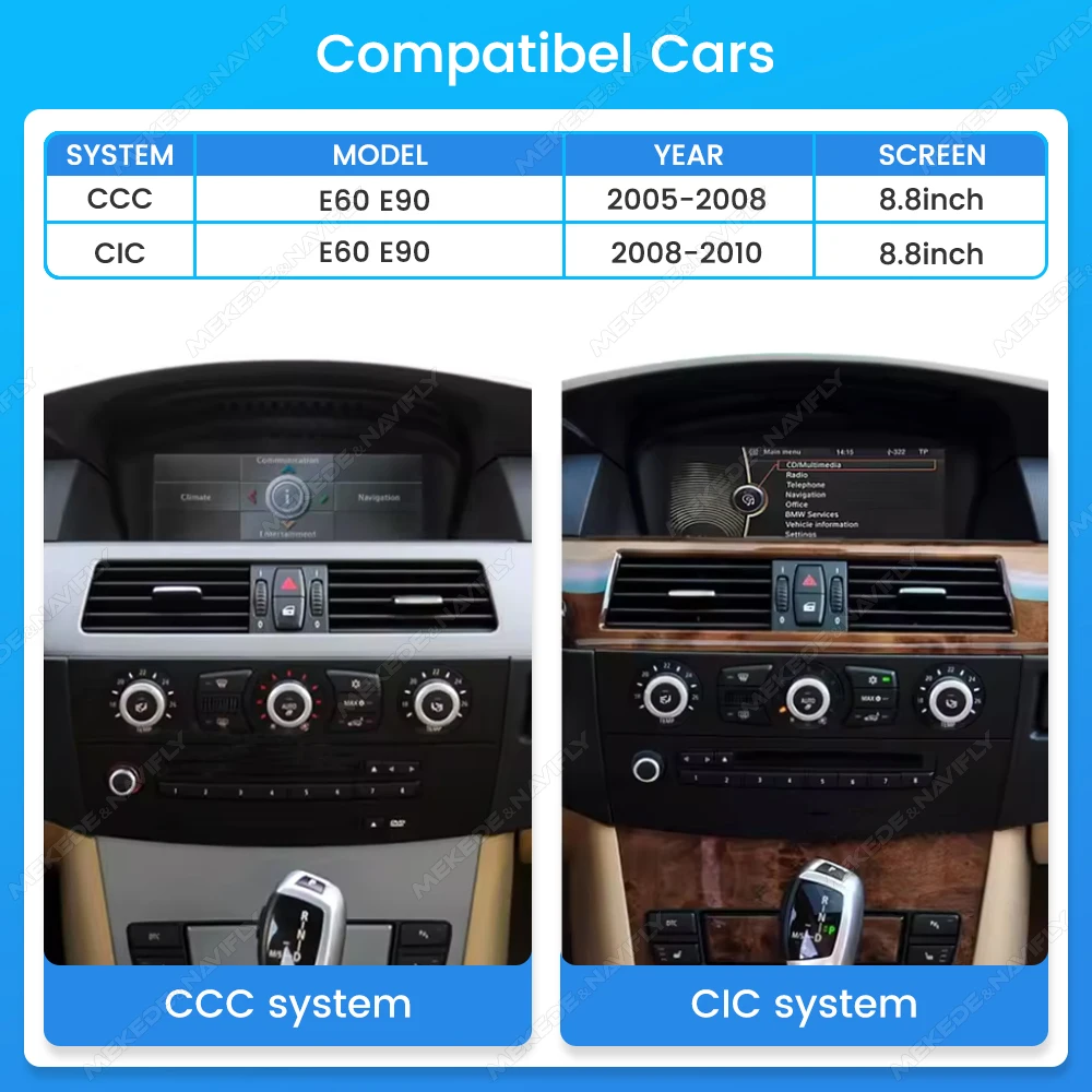 MEKEDE Radio para coche con sistema Linux de 8,8 pulgadas para BMW Serie 3 E60 E61 E63 E64 Serie 5 E90 E91 E92 E93 CCC CIC AirPlay Autolink CarPlay Android Auto GPS Navegación Reproductor Multimedia BT SWC Autoradio Reproductor de vídeo Unidad Principal Estéreo Sistema Inteligente 2