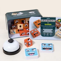 Truth Or Adventure Game Wooden Face Changing Cube Building Blocks Expression Puzzles Toy Montessori Educational Kids Party Games 2