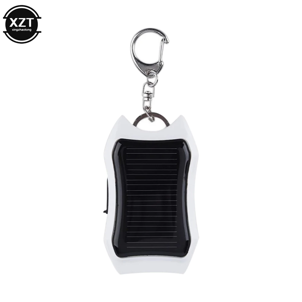 Portable Solar-Powered LED Keychain Flashlight with Rechargeable Battery