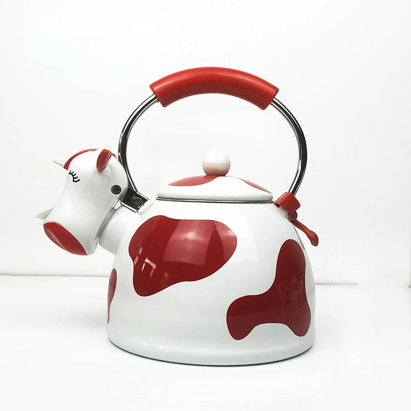 

Мультяшный эмалированный чайник из нержавеющей стали, свисток для кипячения воды, чайник для газового огня, индукционная плита, кофейник, чайник для огня