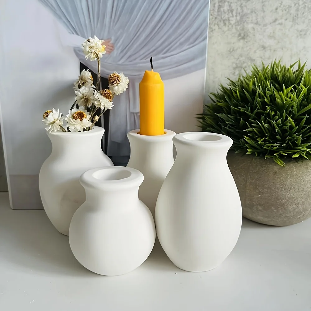 미니 병 모양 실리콘 몰드, DIY 석고 및 시멘트 화분, 캔들 홀더, 홈 데코, 어머니의 날 선물 등에 적합합니다.