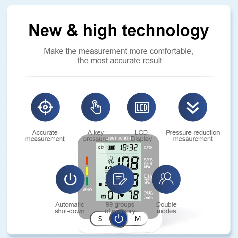 Blood Pressure Monitor Blood Pressure Meter Russian Voice Care Germany Chip Automatic Wrist Digital Blood Pressure Monitor