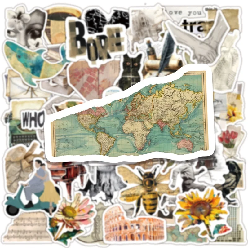 10/30/50PCS 빈티지 예술적 끈적 PVC 스티커 미적 편지지 DIY 장식 Scrapbooking 어린이 학교 용품