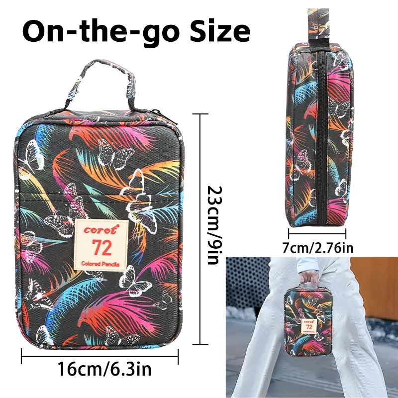 76pcs 검은 나비 컬러 연필 세트 성인 색칠을위한 케이스, 그리기, 스케치, 블렌딩을위한 금속 연필 키트