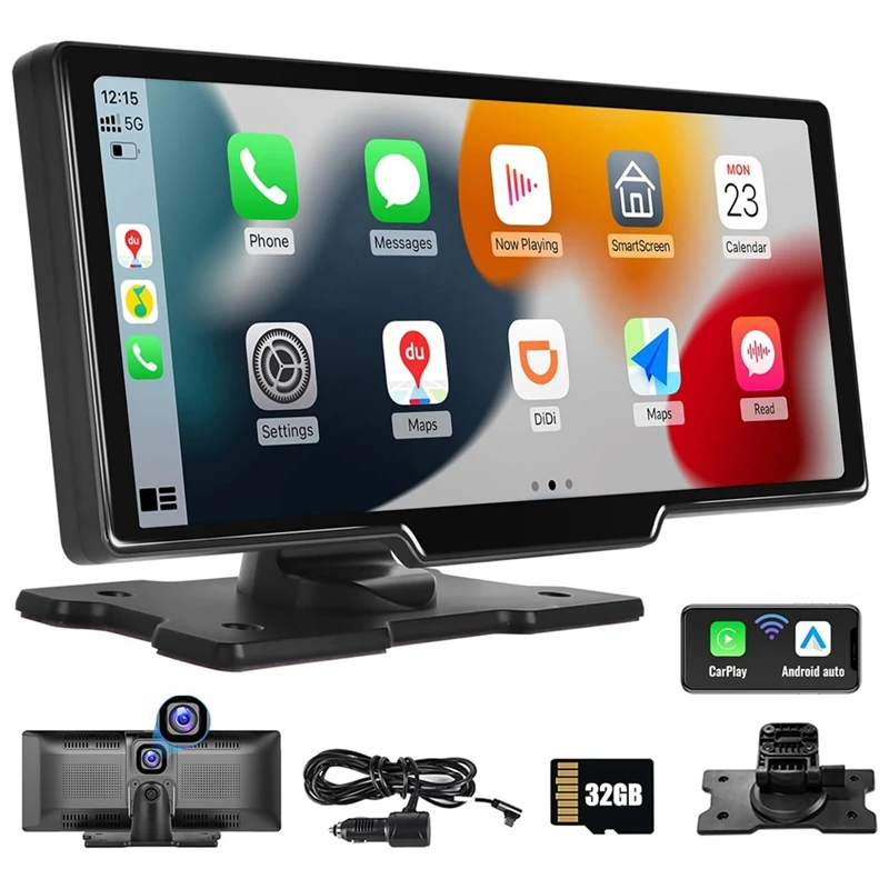 

Portable Car Stereo Bluetooth Wireless Carplay Voice Assistant 10.26 Inch Touchscreen Car Radio Receiver Black 32G TF GPS FM