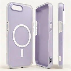 MagSafe - Compatible Magnetic Shockproof Silicone Case with Integrated Camera Cover for iPhone 7 Plus (Purple)