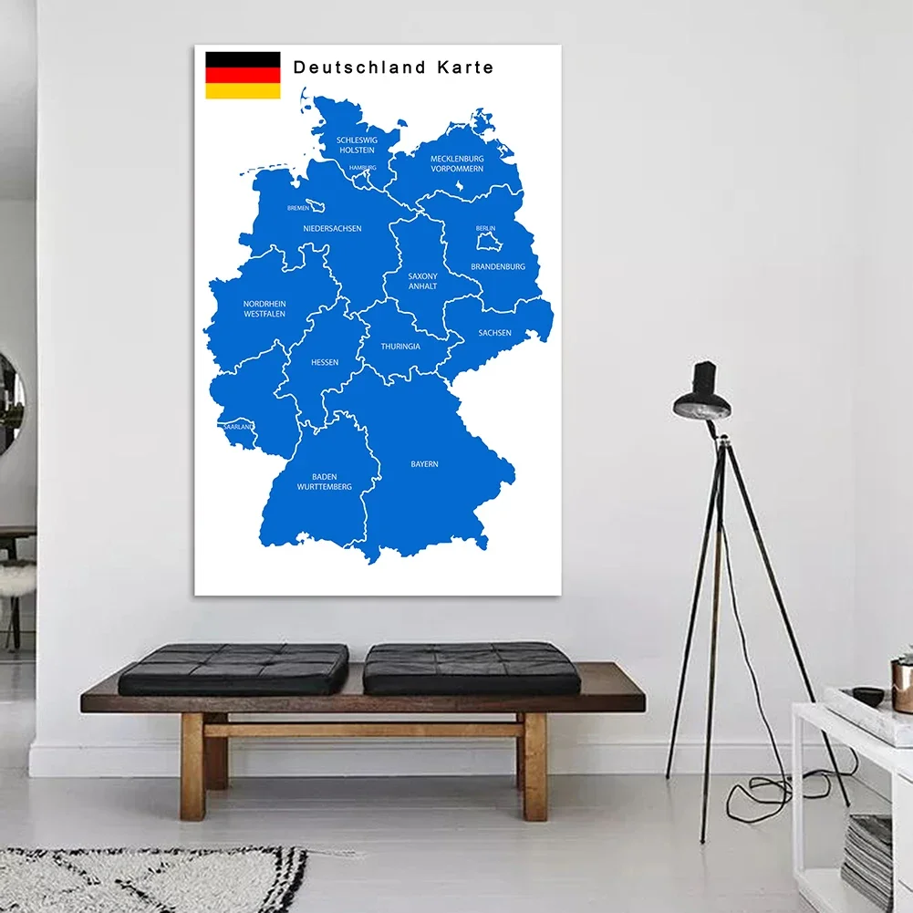 100*150 Cm The Germany Political Map In German Large Poster Vinyl Non-woven Canvas Painting Classroom Home Decor School Supplies