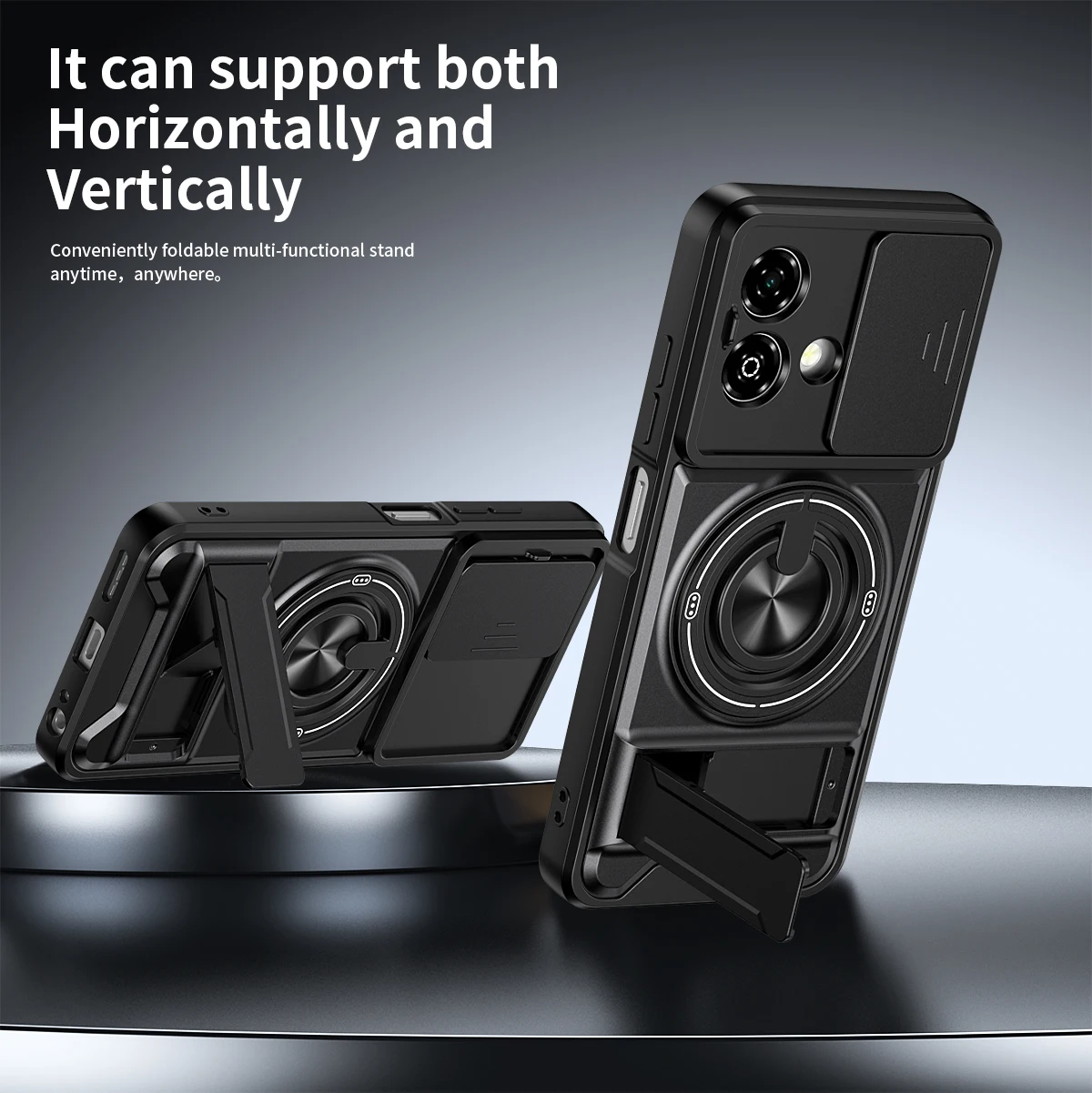 Rotatable Slide Camera Protection Ring Stand Shockproof Cover Case
