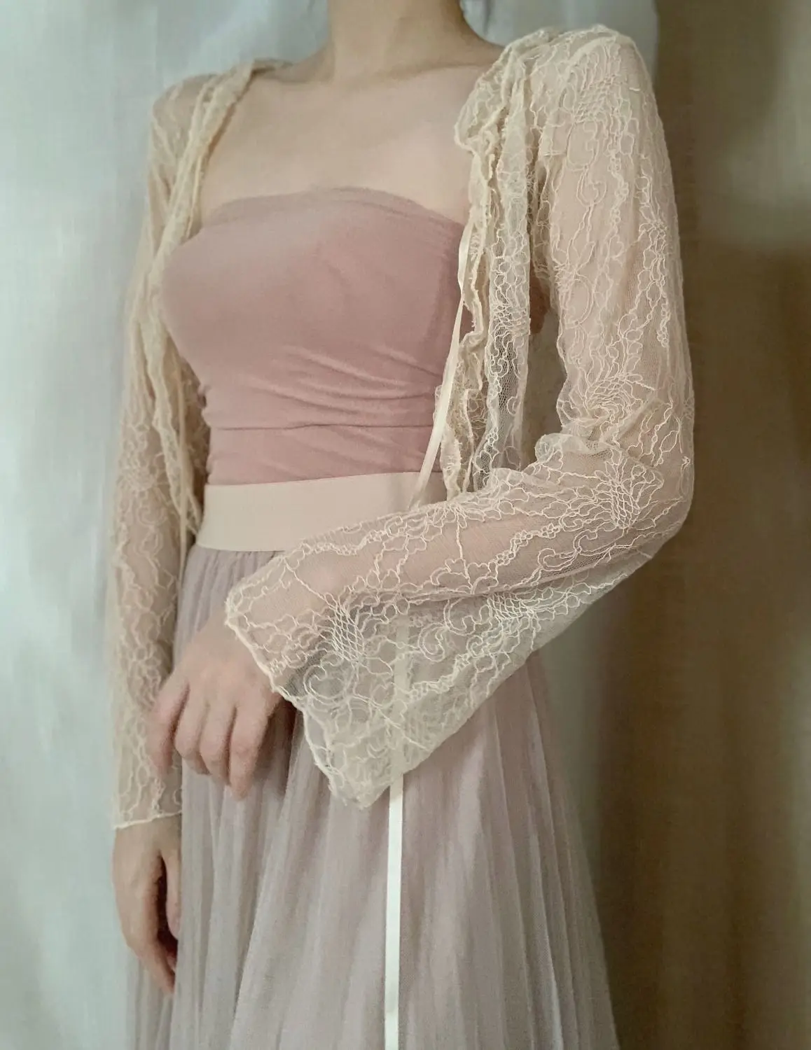 QWEEK Vintage Lace Transparent Blouses Woman Coquette Sweet Short Shirt Casual Loose Cardigan Summer Korean Fashion Aesthetic