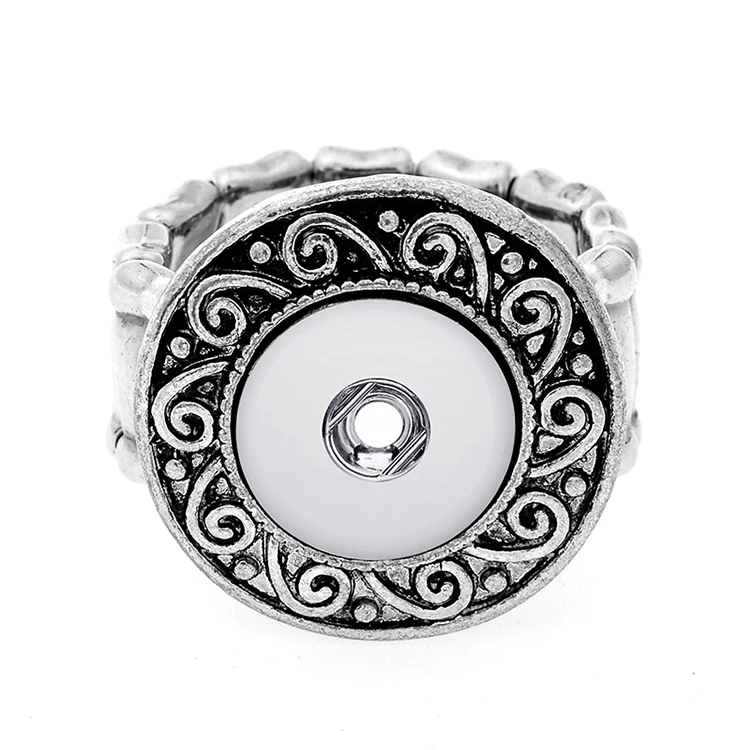 15pcs 12mm Snap Jewelry Rings Elastic Adjustable Vintage Metal Mini Snap Button Ring Women Interchangeable Buttons Jewelry