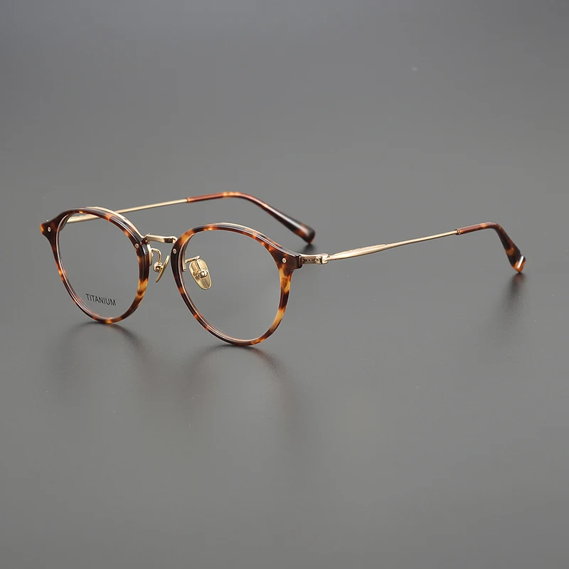

Titanium acetate ultralight glasses frame Men and women Vintage Titanium round optical glasses frame Luxury brand makes prescrip