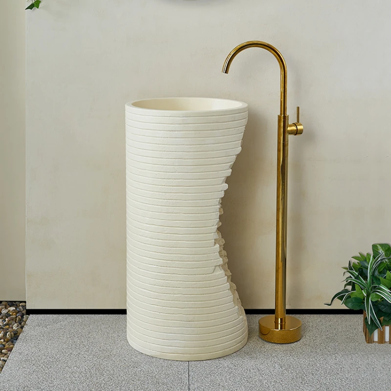 Creamy style art personality column wash basin B&B