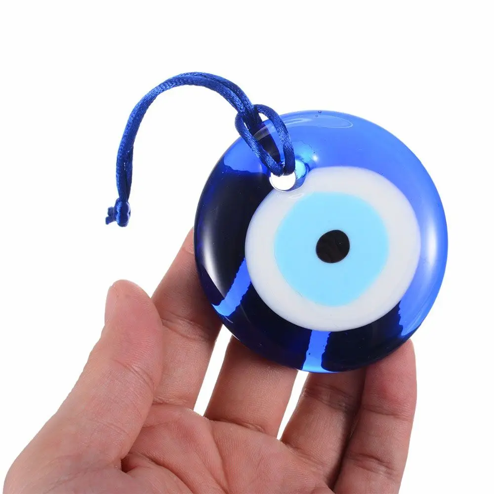 1PC Blue Lampwork Glass Turkish Evil Eye Charm Pendant Car Home Amulet Kabbalah