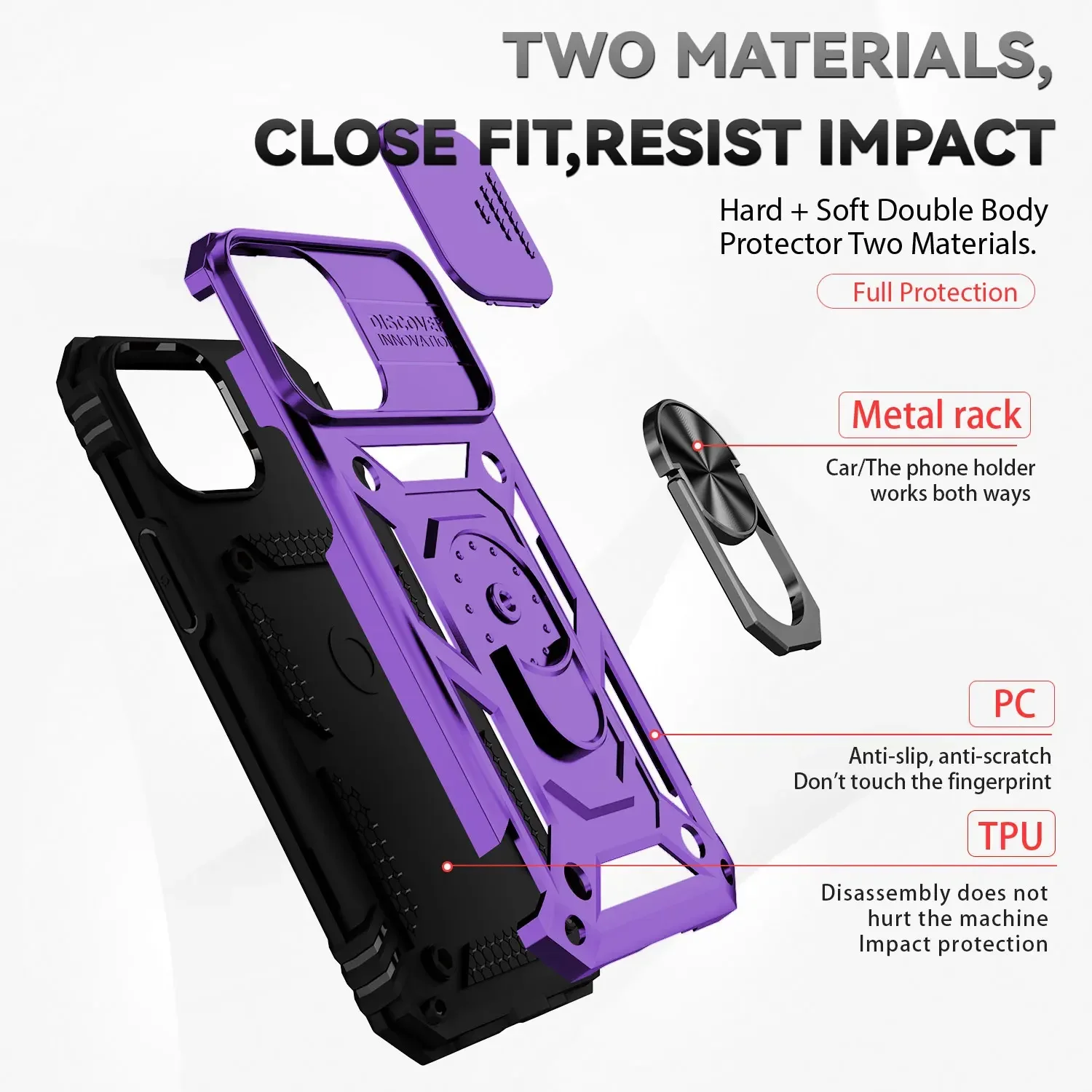 Armor Shockproof Magnetic Ring Stand Case For iPhone 15 14 Pro Max - Image 5
