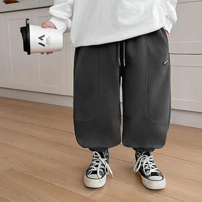 2024 Spring Kids Pants Korean style boys solid color loose sweatpants children sports trousers