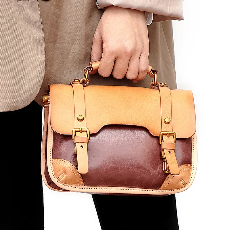 Women Fashion Messenger Bag Girl Vintage Handbags Large Capacity Shoulder Bags High Quality Genuine Leather  Travel Street Style