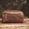 NUPUGOO Genuine Leather Clutch Bag Crazy Horse Skin Cosmetic Bag Multifunctional Wash Bag Leisure Storage Bag 3
