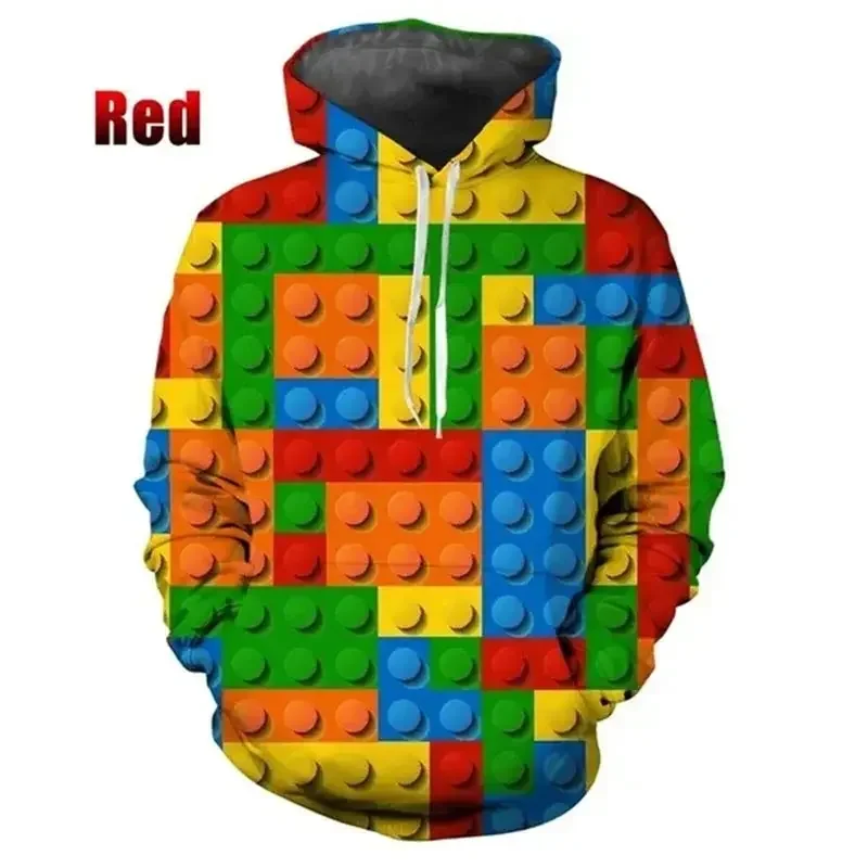 thumbnail image 1 of Sudadera con capucha de moda para hombre, con estampado 3D de bloques de rompecabezas, tendencia de otoño e invierno, sudadera de manga larga de gran tamaño para exteriores, 1 of 4