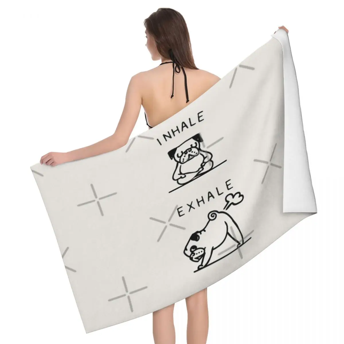 

Inhale Exhale Pug 80x130cm Bath Towel Brightly Printed For Beach Souvenir Gift