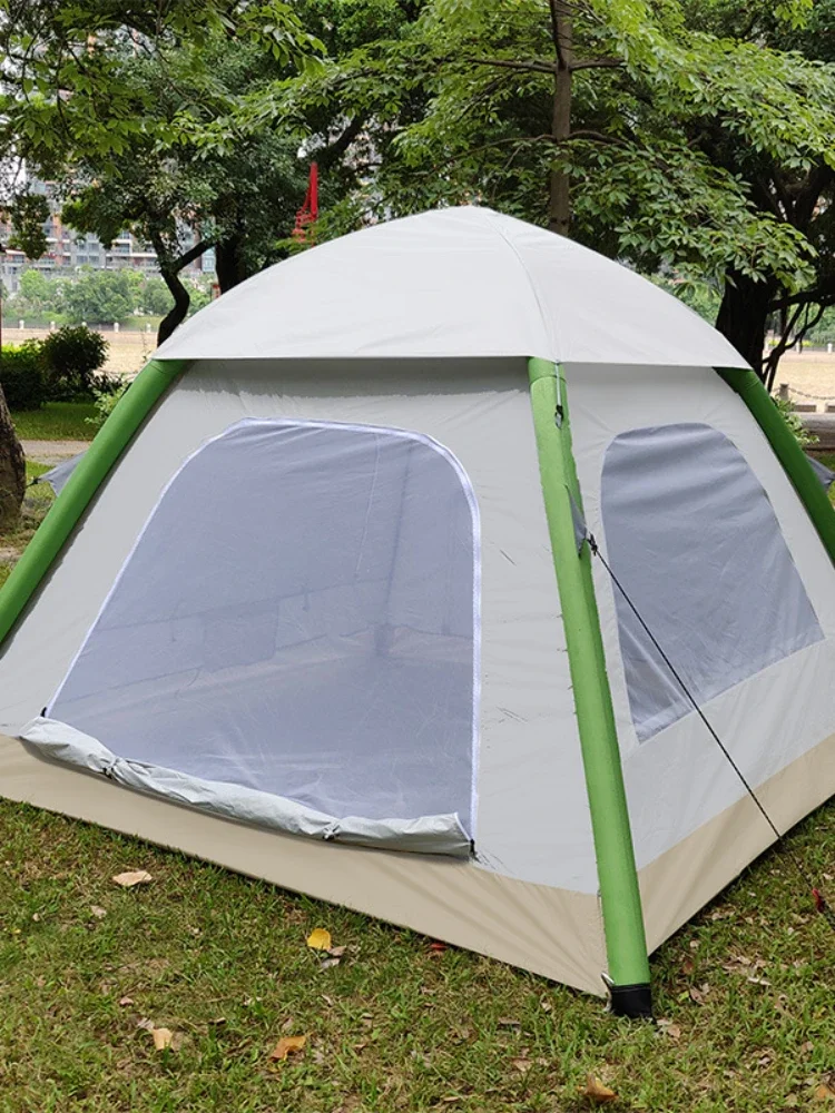 

Outdoor camping inflatable tents are free of construction, ultra light, rain proof, sun proof, and double-layer exquisite campin