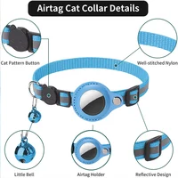 Airtag Cat Collar Anti Lost Safety Breakaway Reflective Cat Collars with Bell Airtag Holder Case for Kitten Cat Accessories 2