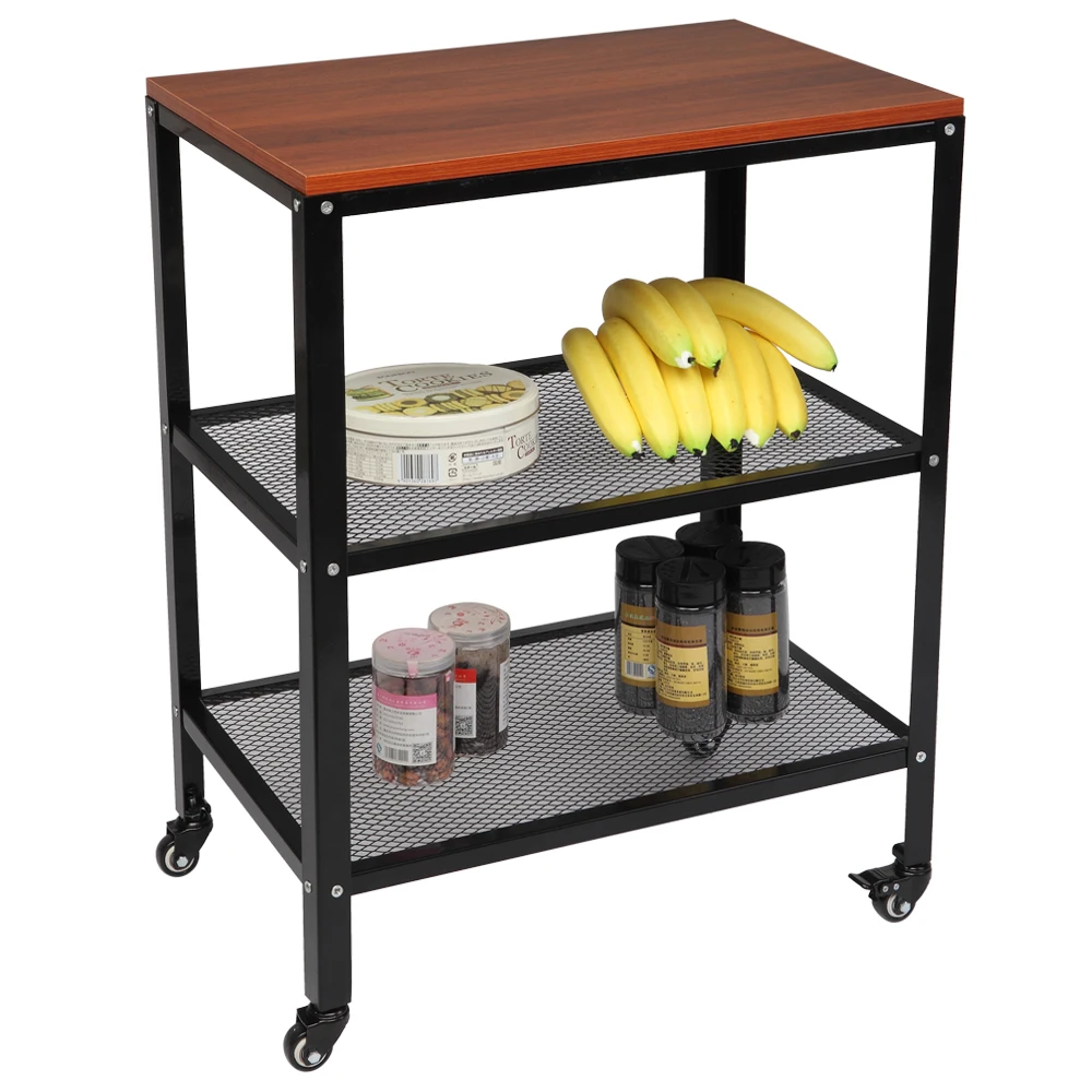 

3-Tier Kitchen Microwave Cart Rolling File Utility Cart Standing Bakers Rack Storage Cart Metal Frame for Living Room[US-Stock]