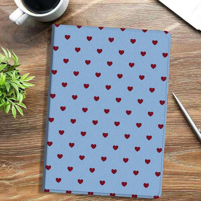 Whimsical Red Heart Pattern Tablet Case - Ideal Gift