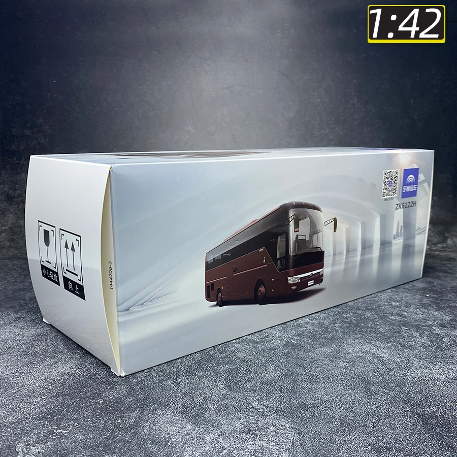 OEM 1/42 Yutong ZK6122H9 bus model Red static decoration