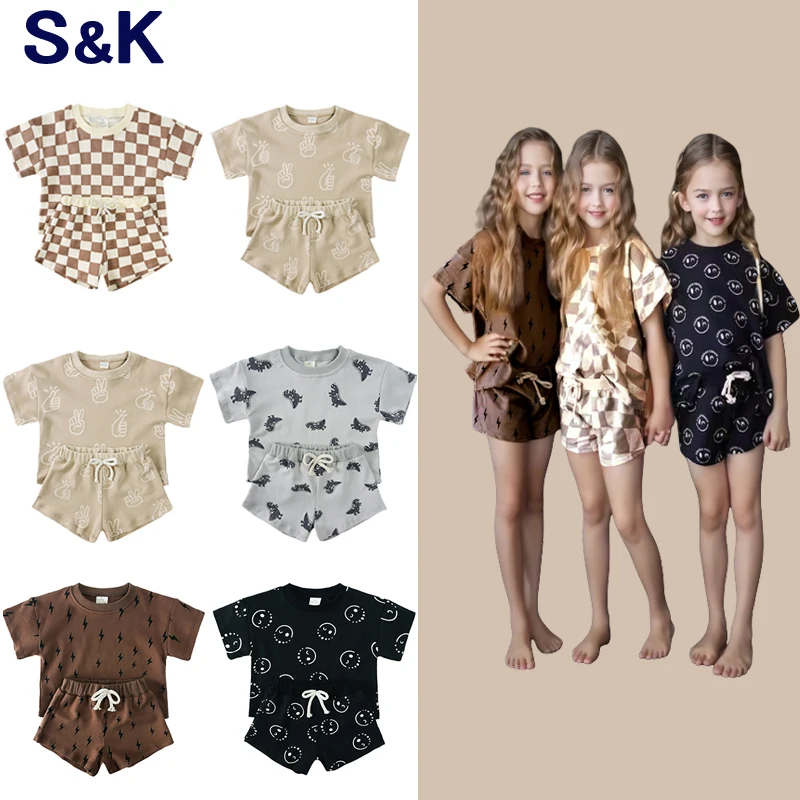 Kinder Sommer Kleidung Sets 100% Baumwolle Mädchen Jungen Kurze Anzüge Kinder Casual Anzug Baby Outfits für 1-8 jahre