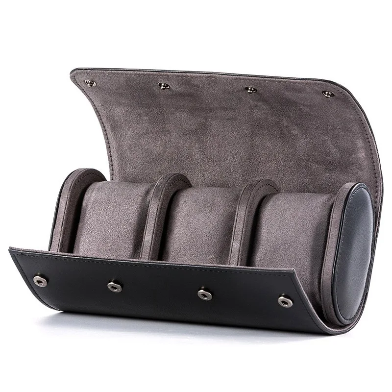 Fashion Casual Multi-Color Leather Watch Box with 3 Slots - Portable Dustproof Travel Storage