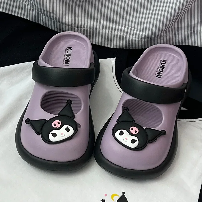 

New Aesthetic Bow Shoes Cartoon Melody Kuromi Japanese Style Cute Sandals Y2k Women Sanrio Hello Kitty Luxury Design Slippers