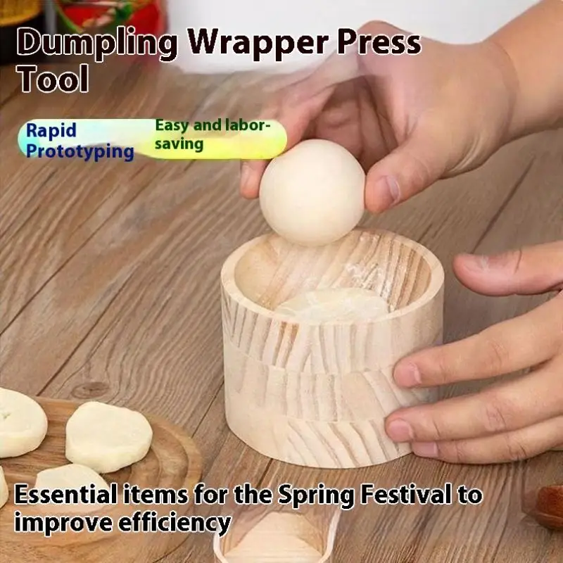 Holz Knödel Maker Presse Werkzeug Holz Form Und Ball Manuelle Teig Haut Presser Hand Pie Roll Werkzeug Schnelle Knödel Wrapper Maker – Detail 2
