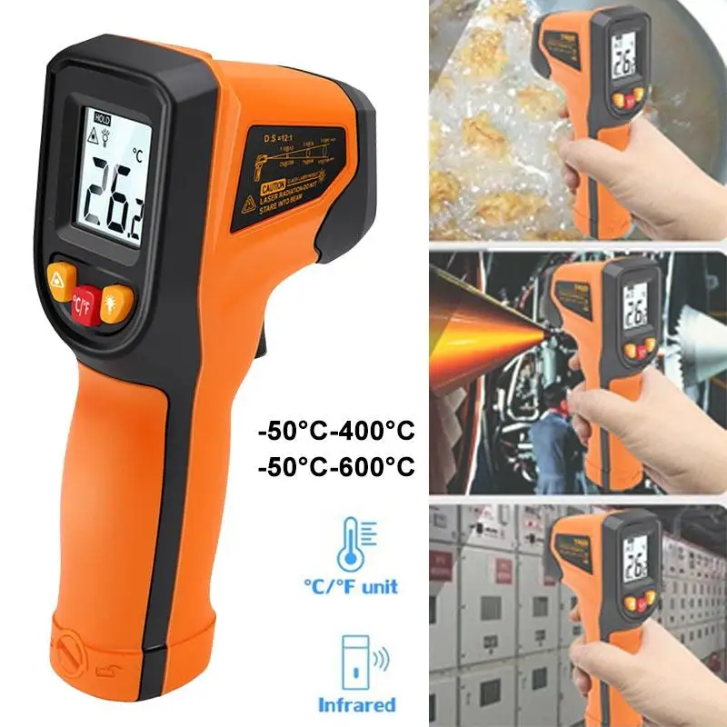 Infrared thermometer T400 T600 Digital -50℃ to 400/600℃ High Precision Pyrometer Industrial Non-contact Temperature Sensor