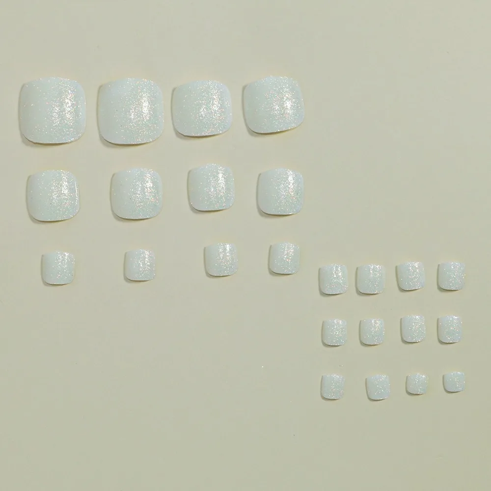 Wearable Manicure Fake Toenails Faux Fingernails Square Head False Toe Nails Full Cover Short Length Foot Nail Tips Women