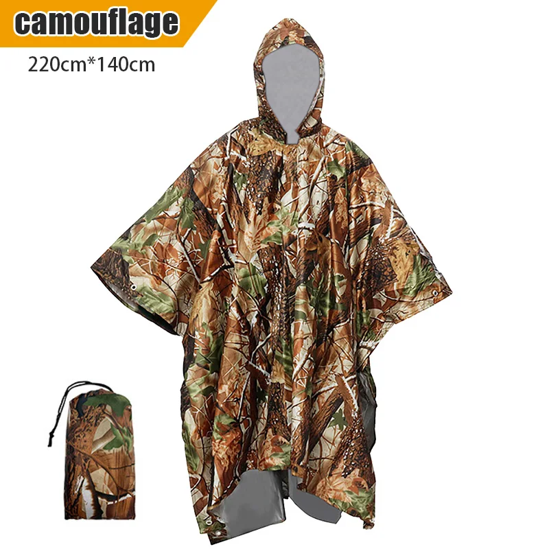 3 in 1 Multifunctional Raincoat Waterproof Rain Poncho Jacket Hiking Rain Cover Outdoor Awning Tent Mat Camping Clothes Rainwear raincoat poncho