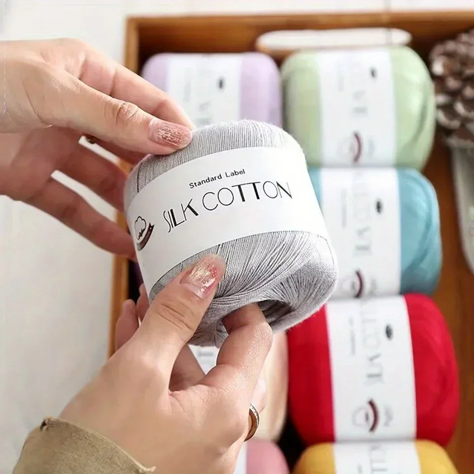 Cotton Yarn Cotton Knitting Yarn Crochet Yarn Knitting Yarn Knitting Wool Yarn Cotton Wool Yarn Silk Cotton Yarn Fine Lace Thread For Crochet Knitting Sweater Shawls Scarves and DIY Crafts 1.76oz/pc