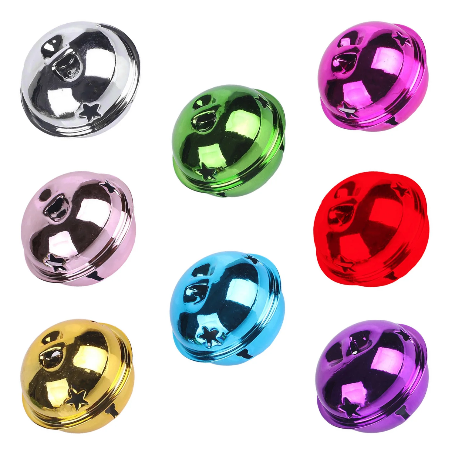 Jingle Bells Christmas Decorations Christmas Bell 30-40mm Christmas Jingle Bell Silver Glitter Bells Hollow Out Star Sleigh Bell DIY Craft Xmas Tree Decor Pet Collar 10pcs