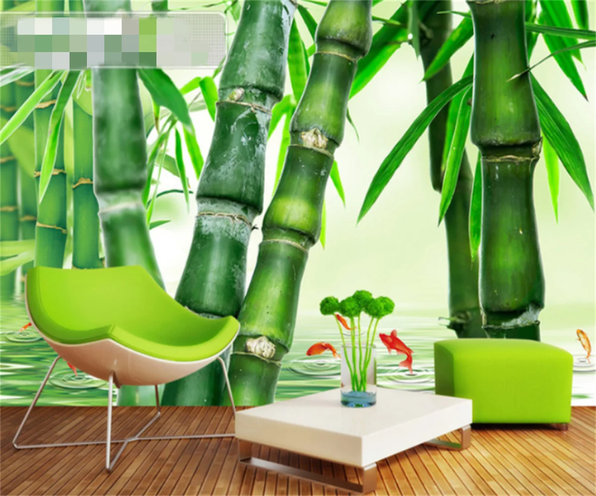 

Customized 3D any size wallpaper wall painting Southeast Asian green bamboo Luohan bamboo HD landscape mural background wall